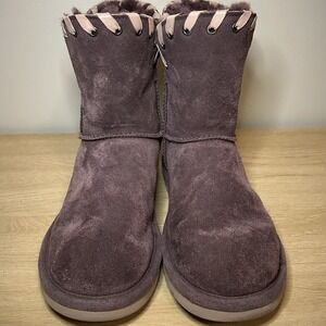 UGG Adidah Boots in Port Suede‎ with Pink Leather Ribbon Detailing